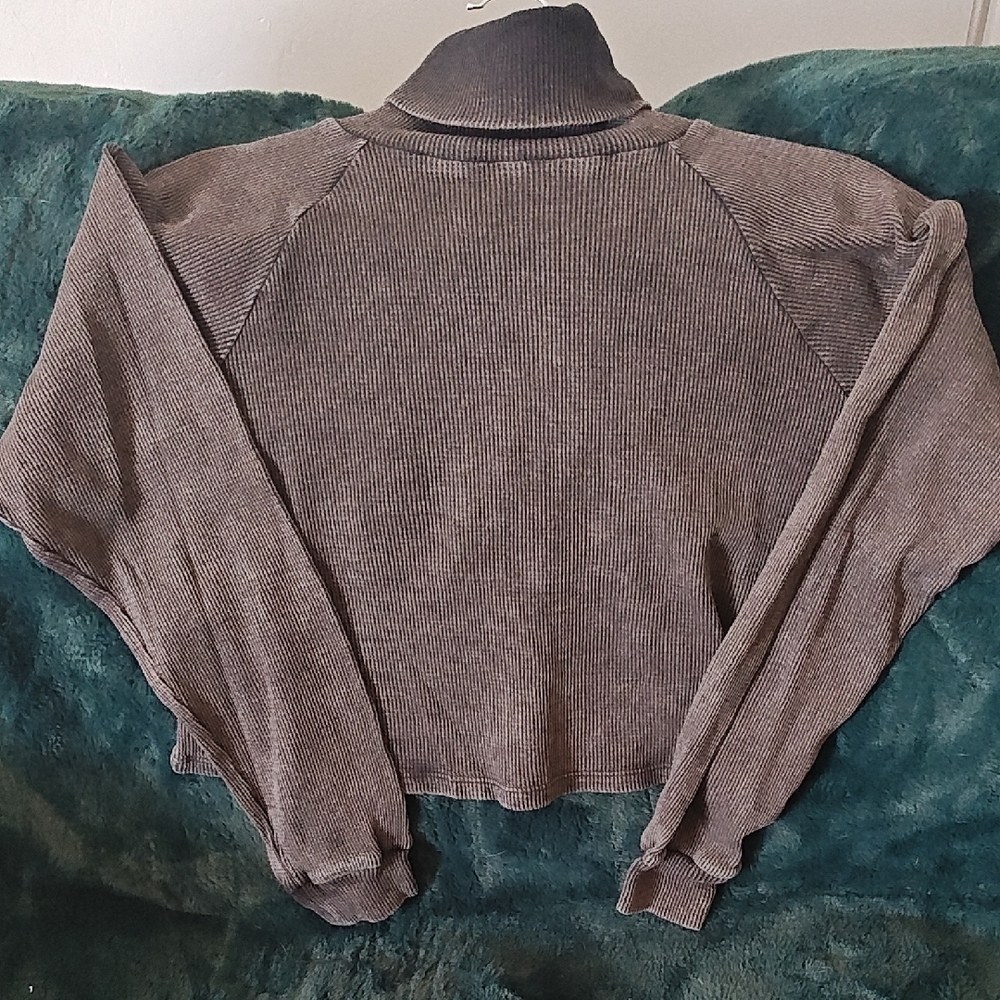 Gray Cowl Neck Sweater with Long Sleeves